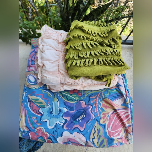 Vintage Collier Campbell Floral Pastel Queen Duvet Cover W/Shabby Chic Shams - Picture 14 of 14